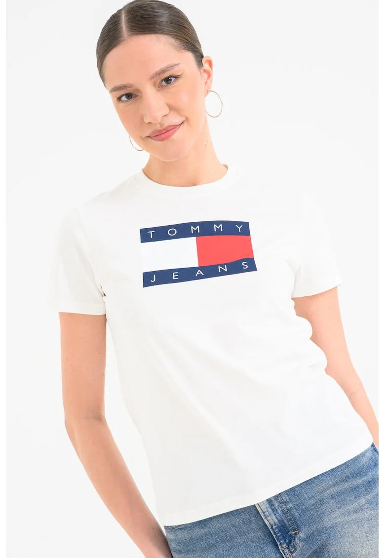 Tricou cu imprimeu logo, Alb
