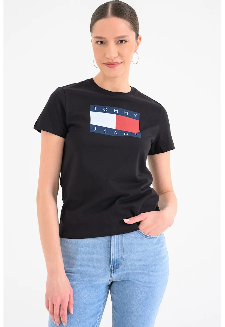 Tricou cu imprimeu logo, Negru
