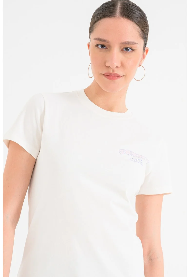 Tricou cu imprimeu pe spate, Crem