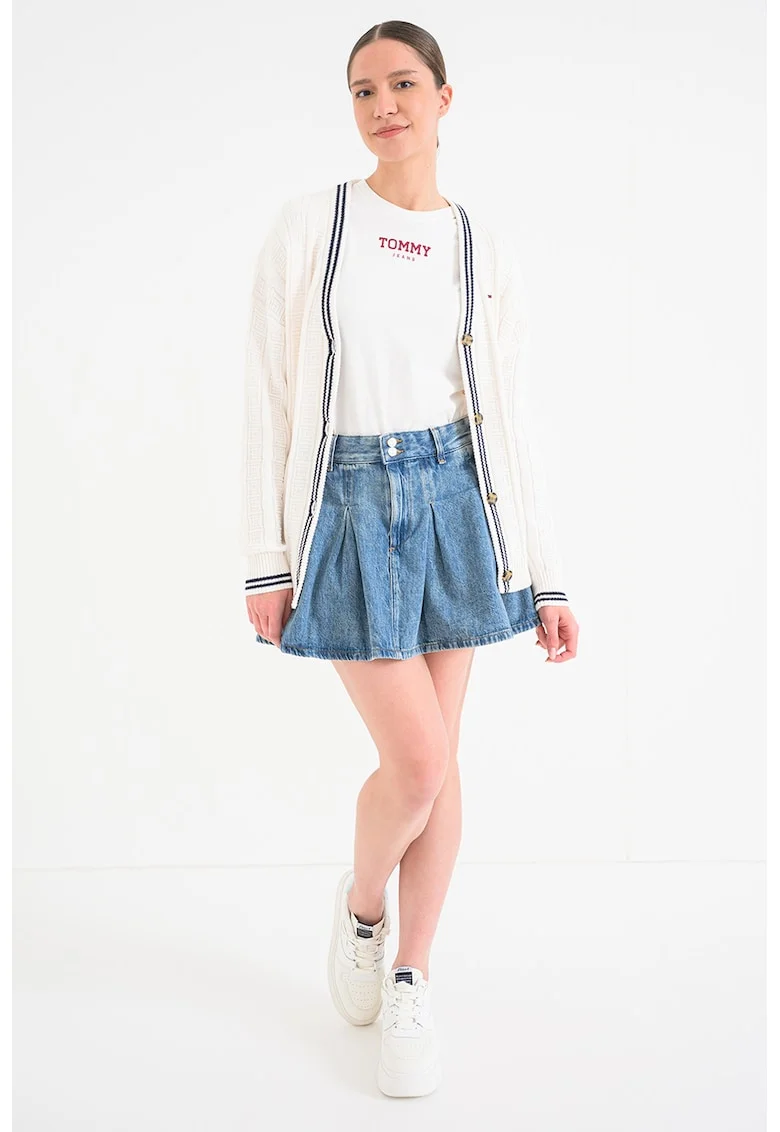 Cardigan relaxed fit cu nasturi si aspect texturat, Crem