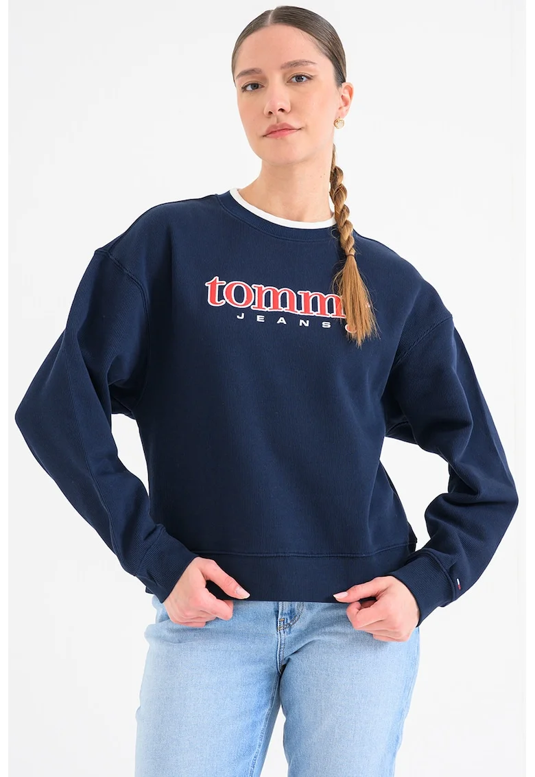 Bluza de trening cu imprimeu logo, Bleumarin