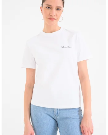 Tricou de bumbac cu decolteu la baza gatului, Alb optic
