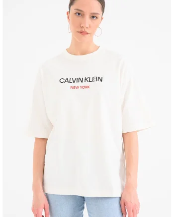 Tricou supradimensionat cu logo, Crem