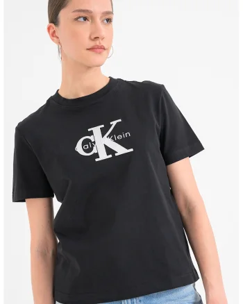 Tricou cu decolteu la baza gatului si imprimeu, Negru