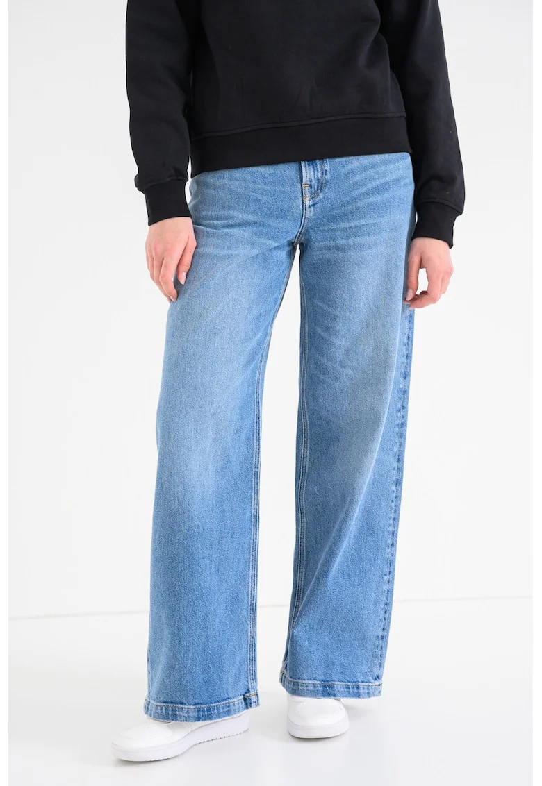 Blugi relaxed fit cu talie joasa, Albastru deschis melange