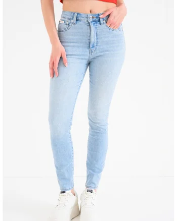 Blugi skinny cu talie inalta, Albastru deschis