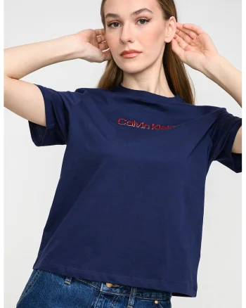 Tricou de bumbac cu imprimeu, Albastru indigo
