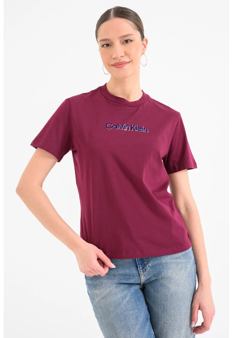 Tricou de bumbac cu imprimeu, Visiniu