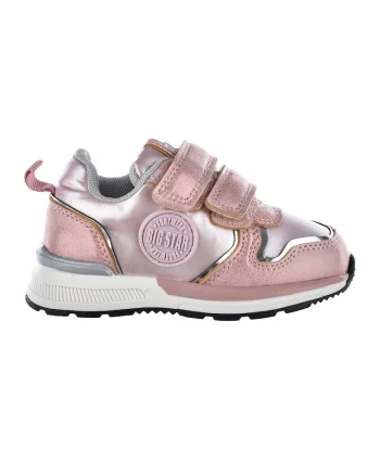 Pantofi sport din piele ecologica cu inchidere velcro, Roz prafuit