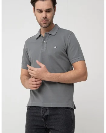 Tricou polo regular fit cu aspect pique