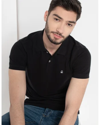 Tricou polo regular fit cu aspect pique
