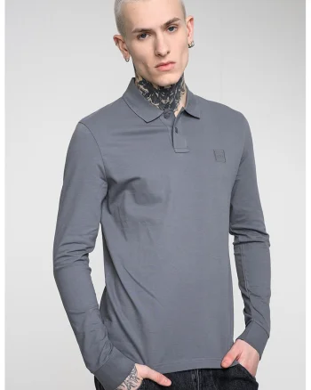 Bluza polo slim fit Passerby, Gri antracit