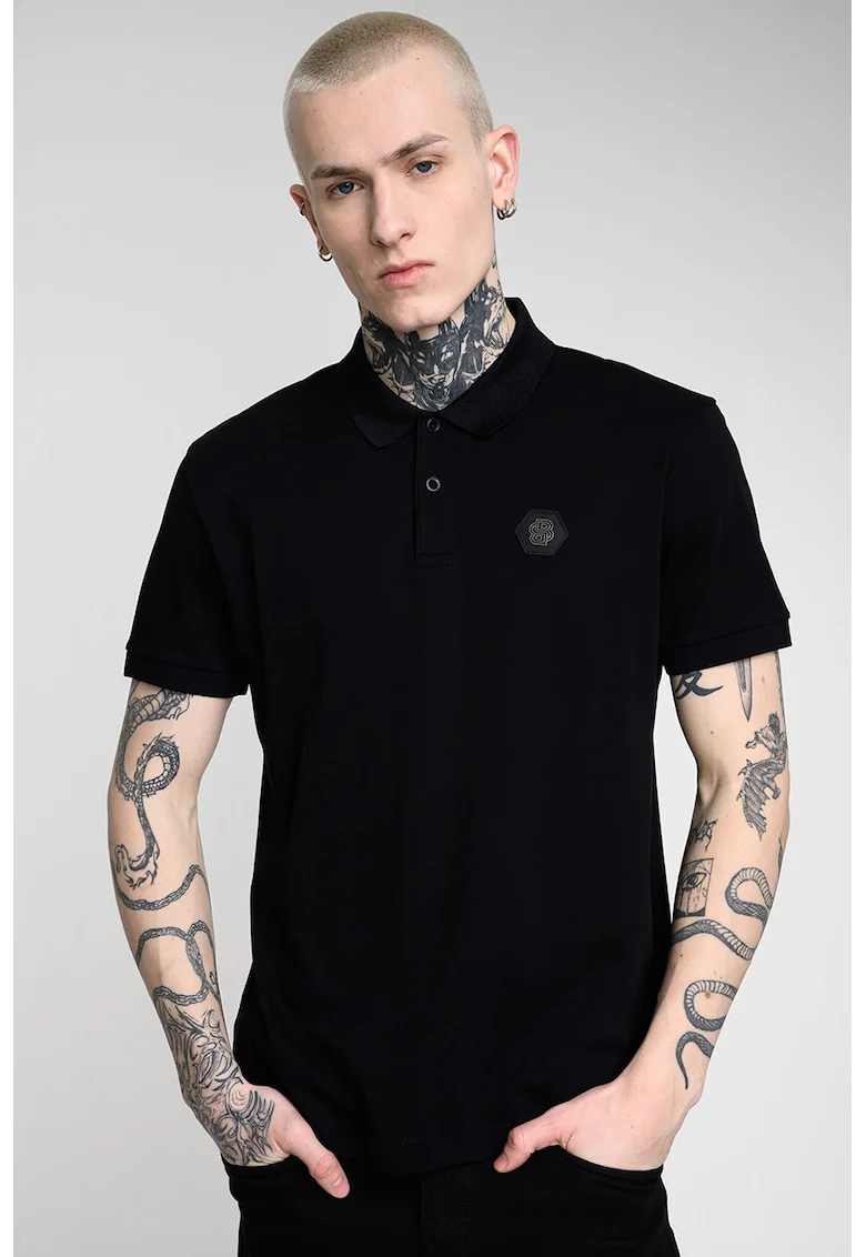 Tricou polo cu logo, Negru