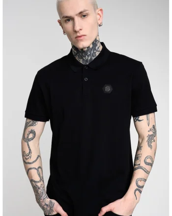 Tricou polo cu logo, Negru