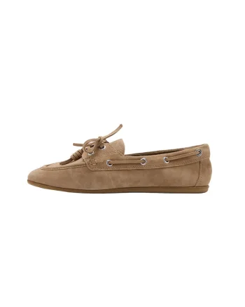 Pantofi loafer boat din piele intoarsa, Maro camel