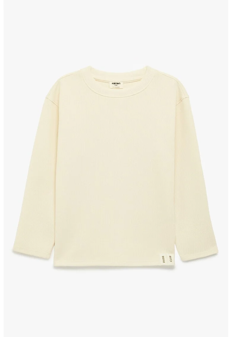 Bluza uni cu decolteu la baza gatului, Crem