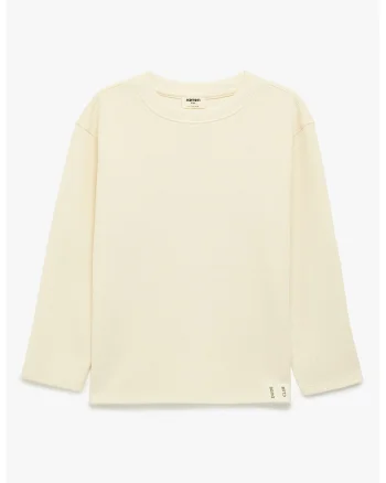 Bluza uni cu decolteu la baza gatului, Crem