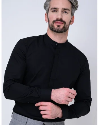 Camasa slim fit din bumbac Kaleb, Negru