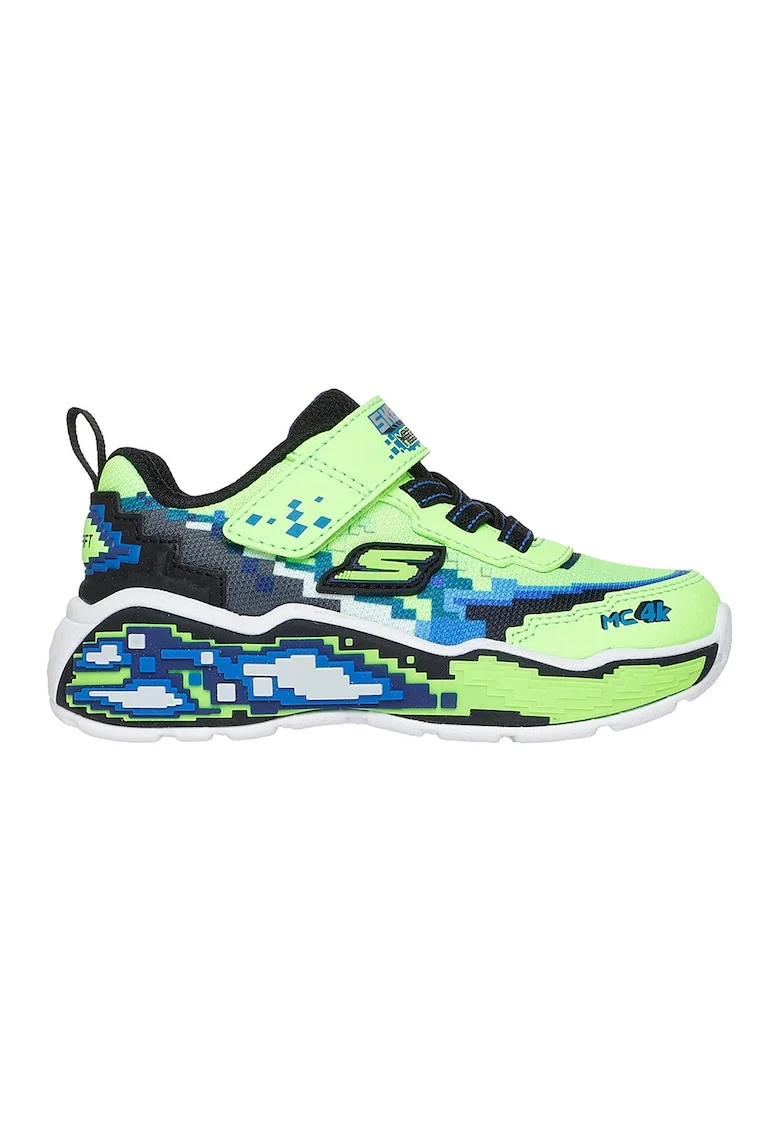 Pantofi sport Mega Scene cu velcro, Gri/Verde lime/Albastru