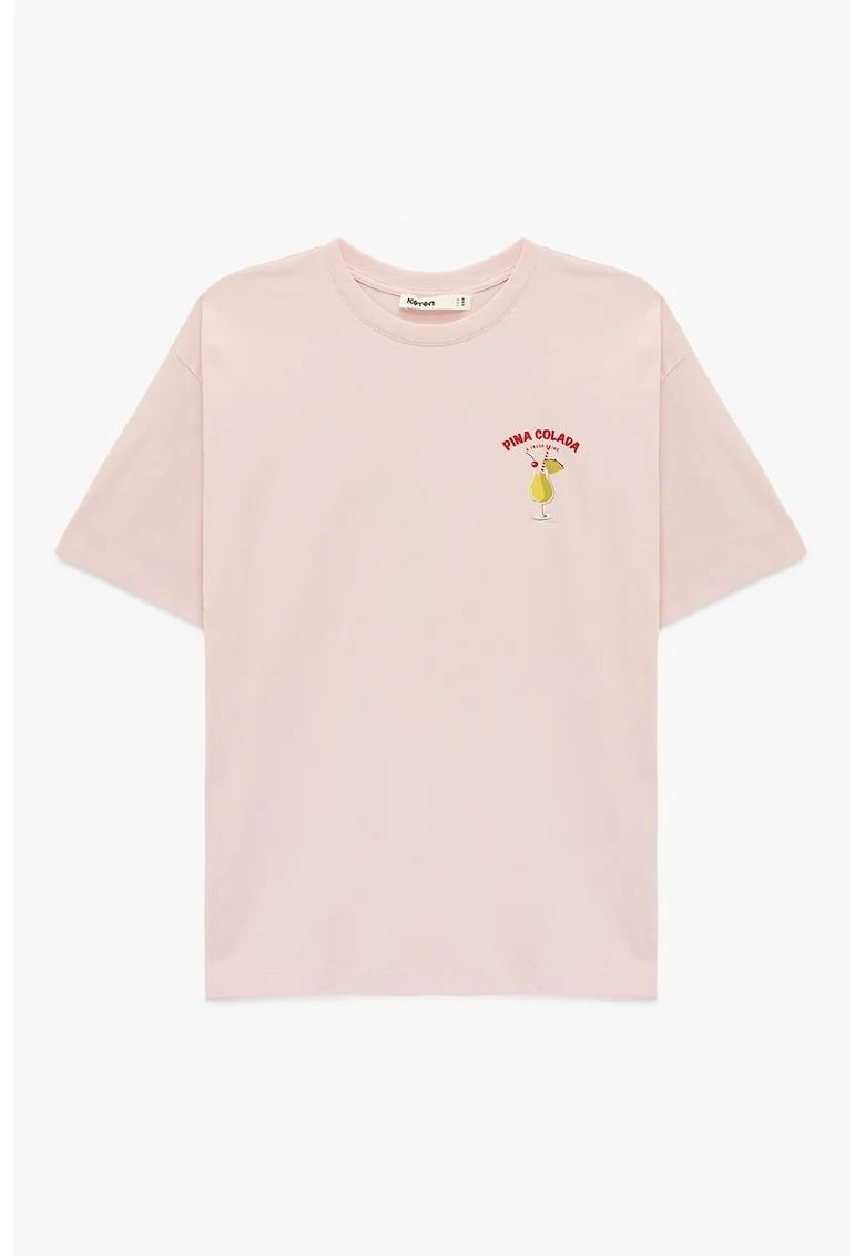 Tricou din bumbac cu design grafic, Galben/Roz deschis