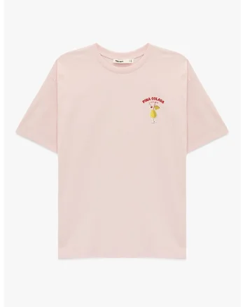 Tricou din bumbac cu design grafic, Galben/Roz deschis