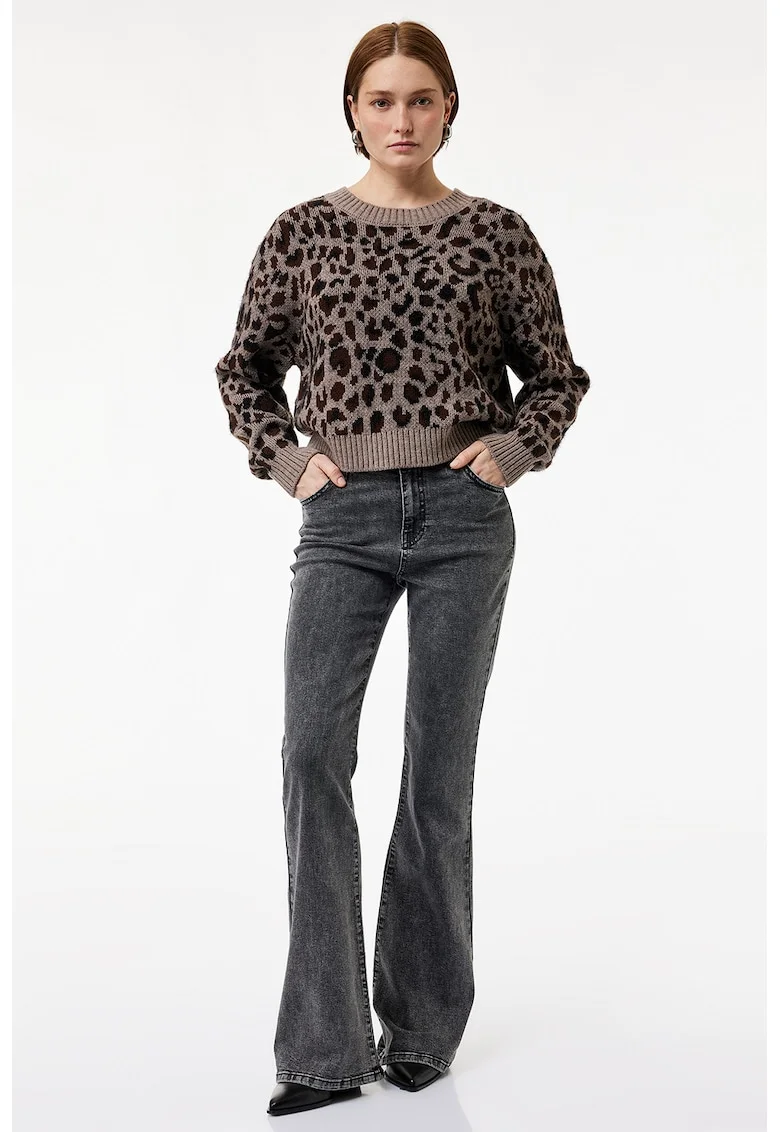 Blugi bootcut cu talie inalta Victoria, Gri inchis