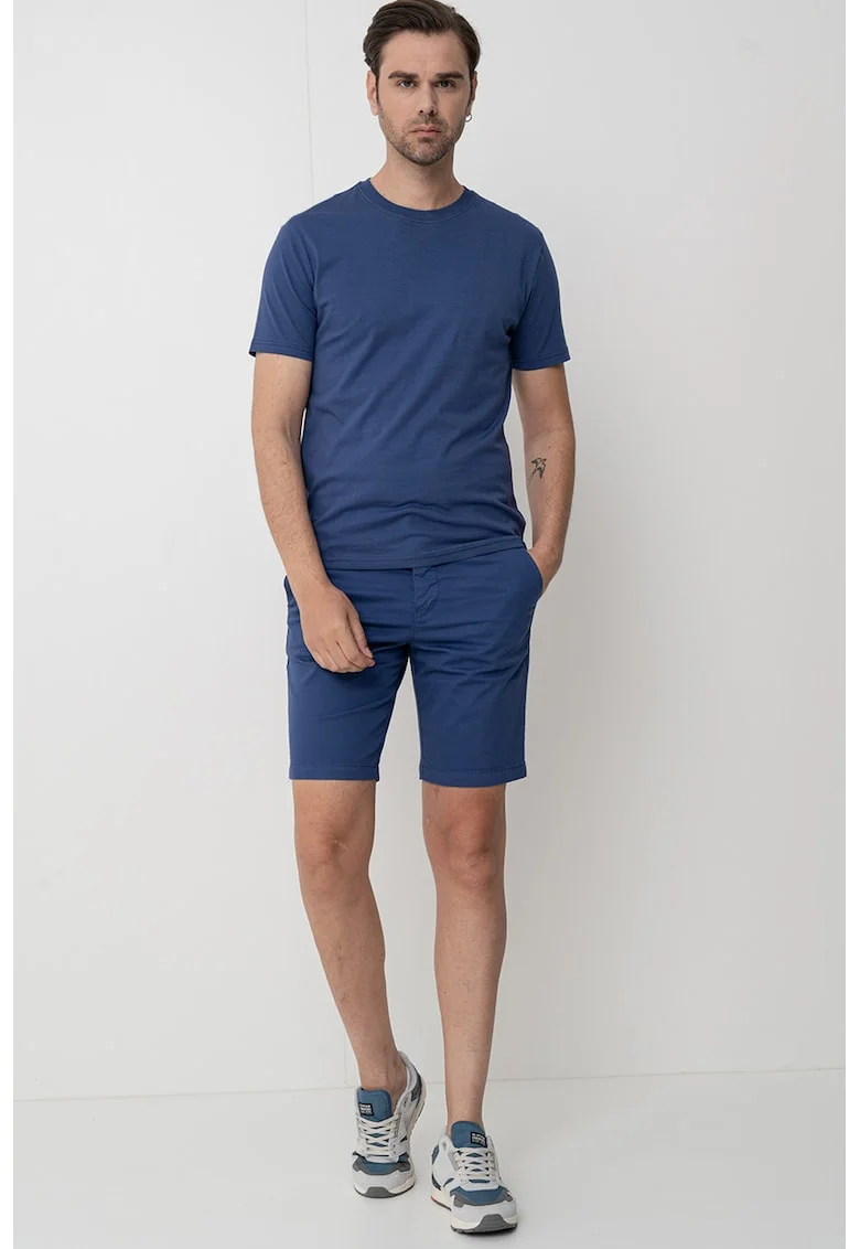 Tricou de bumbac cu decolteu la baza gatului