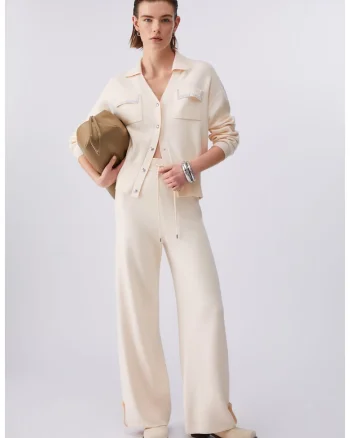 Cardigan cu buzunare cu clapa, Bej