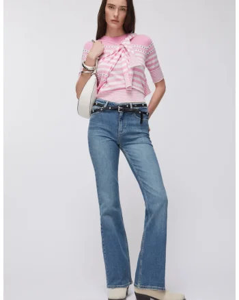 Blugi bootcut cu talie inalta, Bleumarin