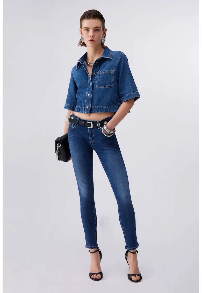 Blugi skinny crop, Bleumarin