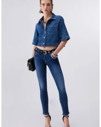 Blugi skinny crop, Bleumarin