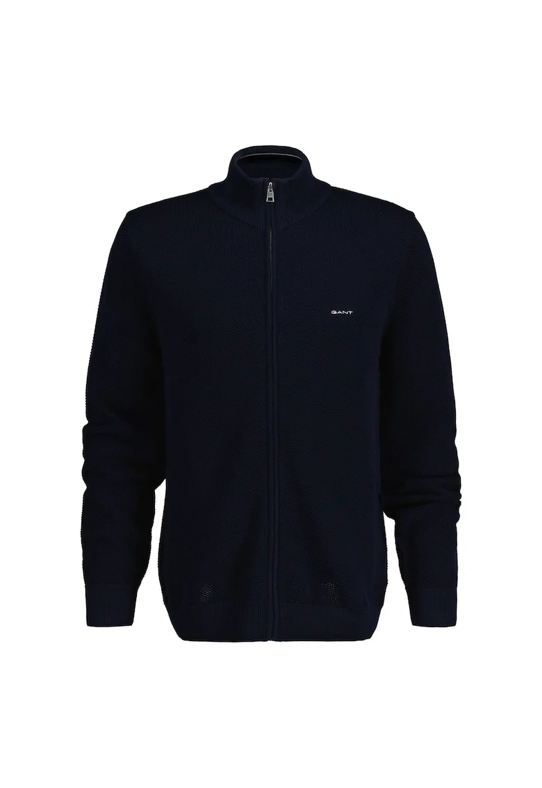 Cardigan de bumbac cu fermoar, Albastru