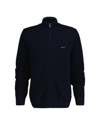 Cardigan de bumbac cu fermoar, Albastru