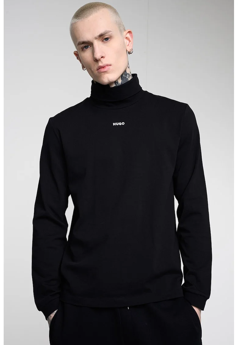 Bluza din bumbac cu logo, Negru