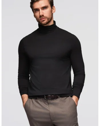 Bluza slim fit cu guler inalt, Negru