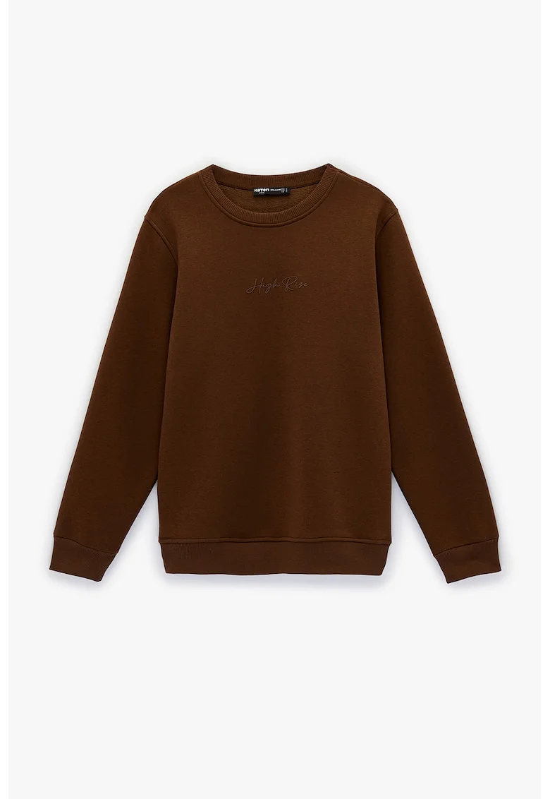 Bluza regular fit de trening cu decolteu la baza gatului, Maro inchis