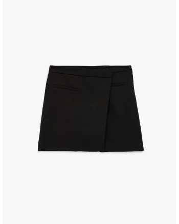 Fusta-pantalon mini regular fit cu fermoar, Negru