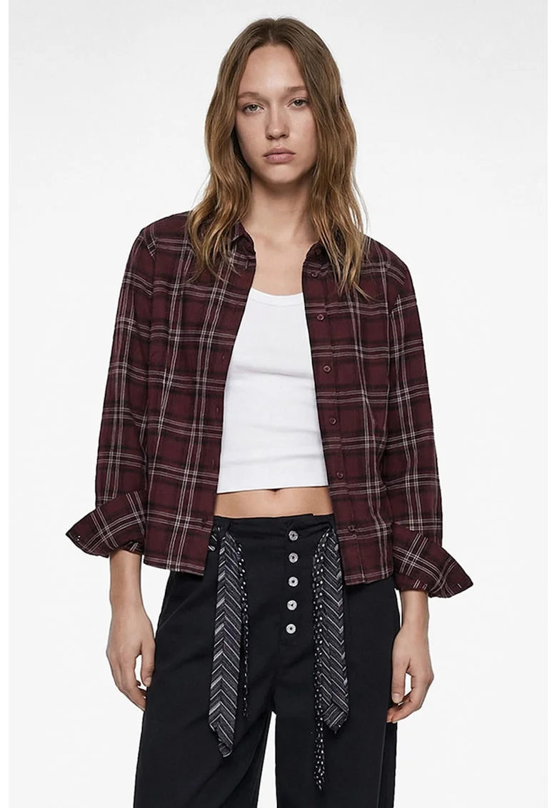 Camasa regular-fit cu model in carouri, Visiniu