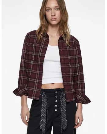Camasa regular-fit cu model in carouri, Visiniu
