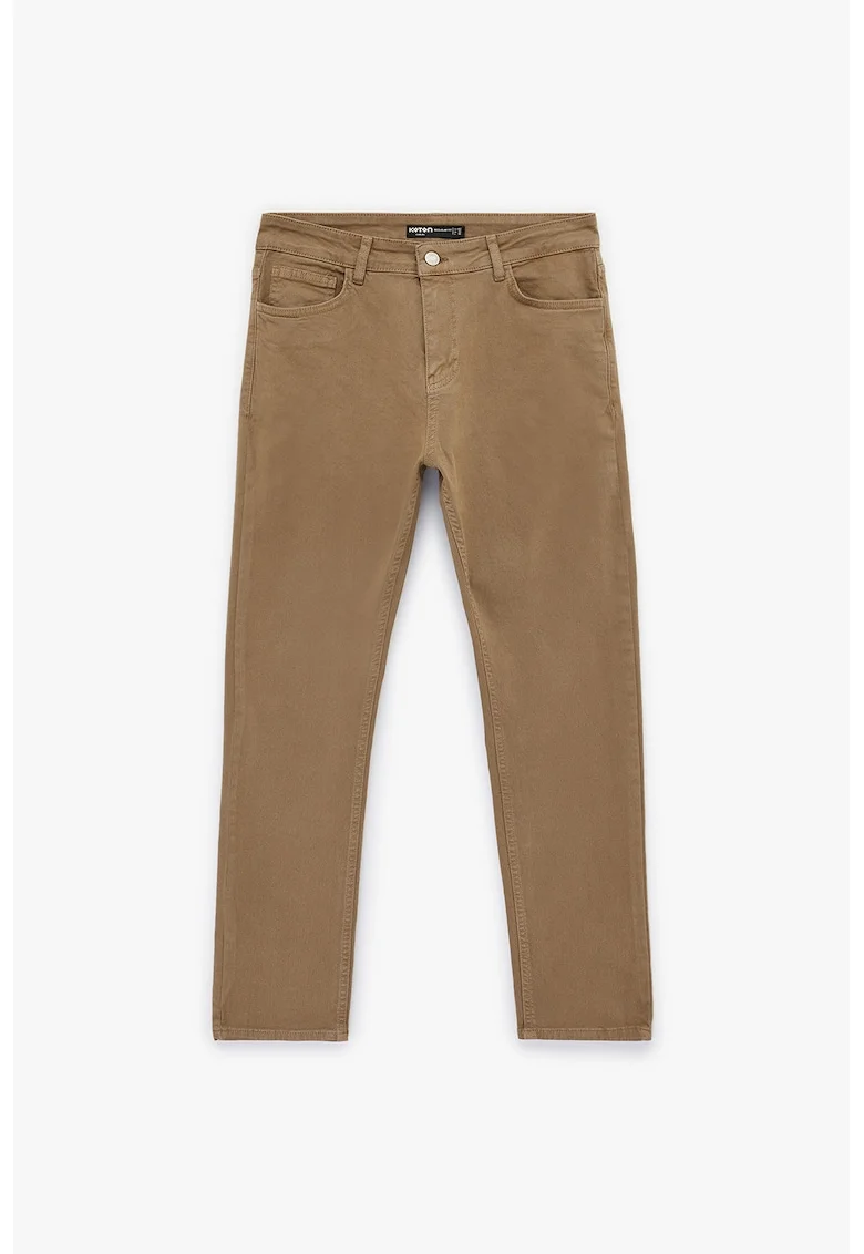 Pantaloni slim fit cu talie medie, Caramel