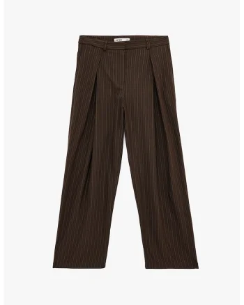 Pantaloni cu croiala ampla si model, Maro inchis