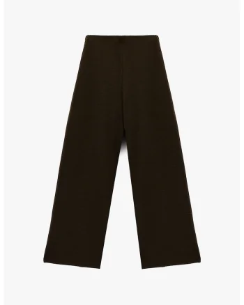 Pantaloni uni cu croiala ampla, Maro inchis