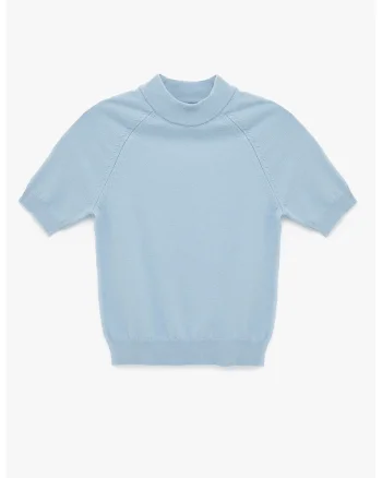 Pulover tricotat cu maneci scurte, Albastru pastel
