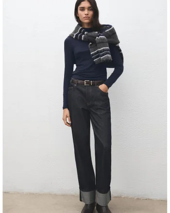 Bluza slim-fit cu model uni, Bleumarin