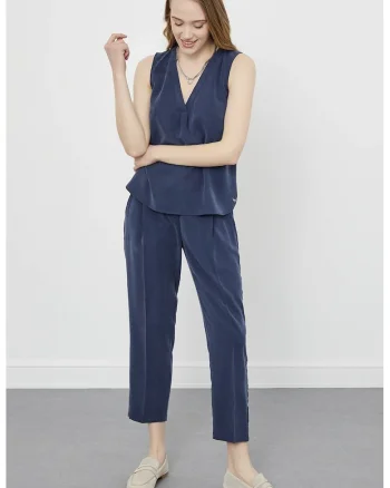 Bluza din lyocell, fara maneci, Albastru inchis