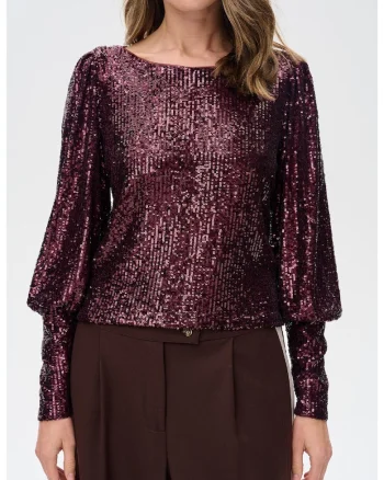 Bluza cu paiete si maneci bishop Reta