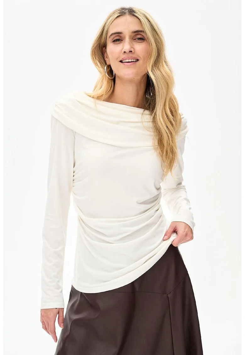 Bluza cu drapaje, din amestec de modal Faraon