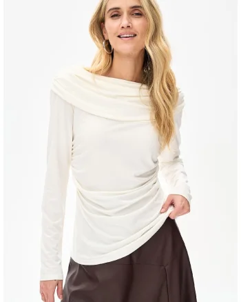 Bluza cu drapaje, din amestec de modal Faraon