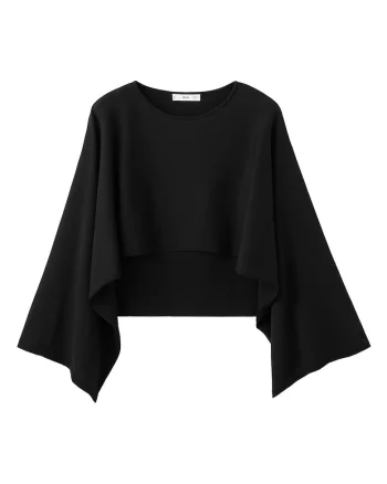 Bluza asimetrica cu model uni, Negru