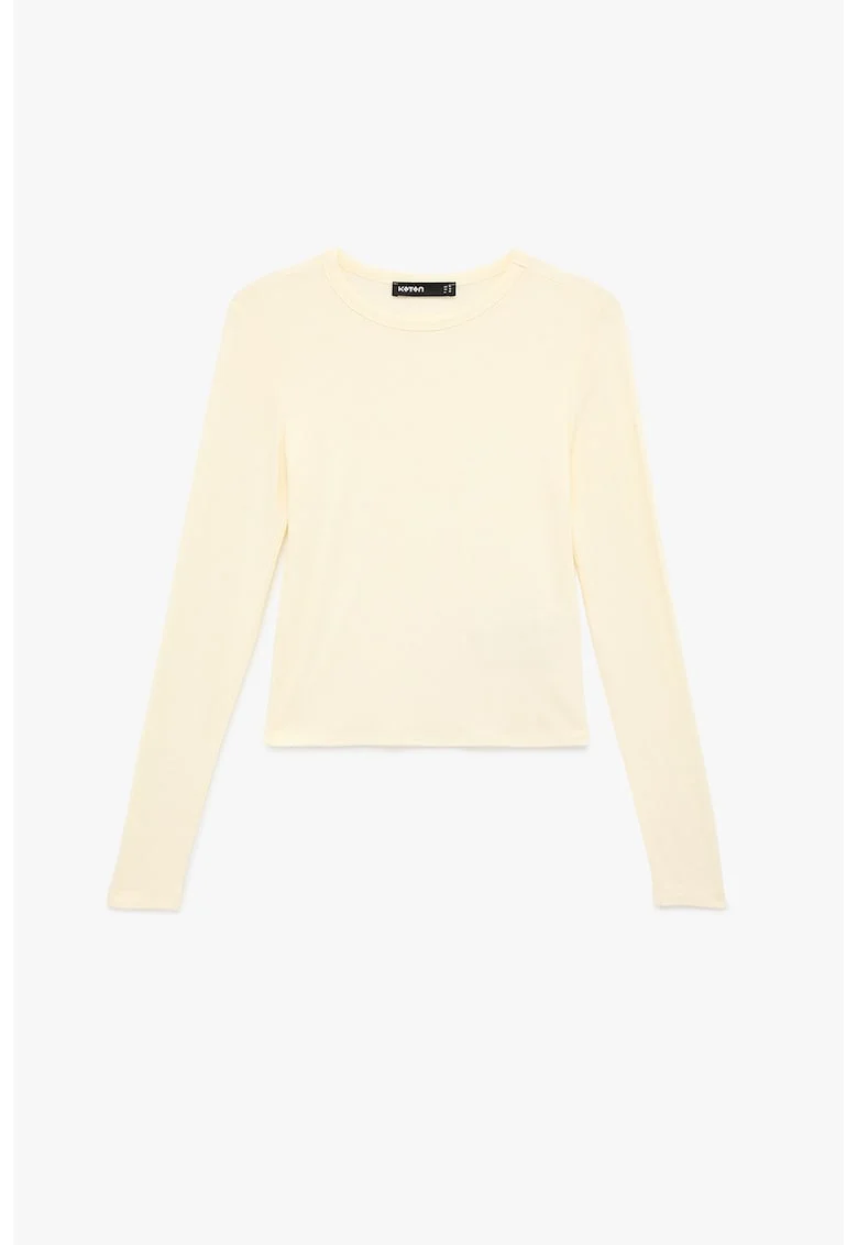Bluza cu decolteu rotund, Alb fildes
